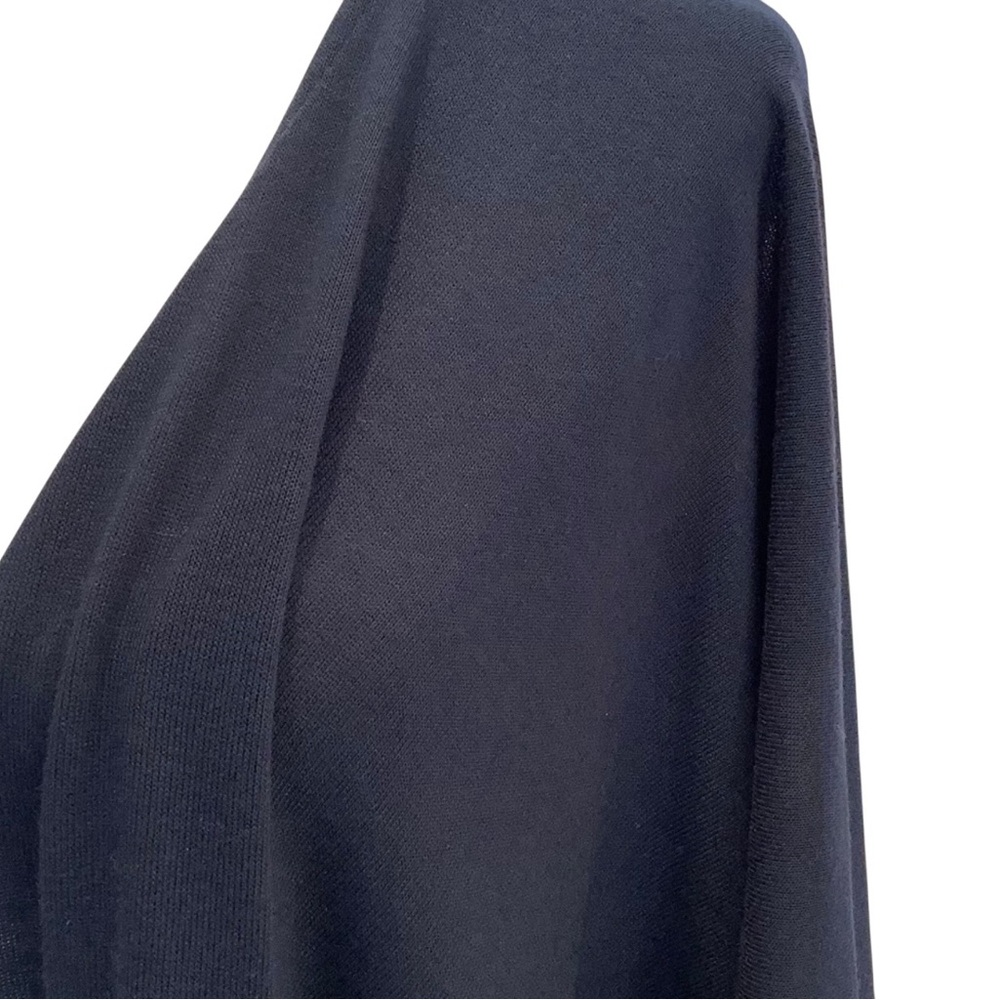 Chico’s Navy Blue Draped Poncho OSFM Open Front Cape Sleeve Lightweight Layer - Picture 3 of 8